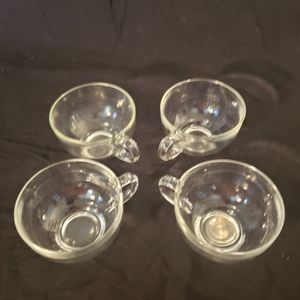 Vintage Kitchen - Set of 4 Vintage Clear Glass Teacups Vintage Kitchen - Set of 4 Vintage Clear Glass Teacups